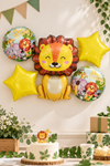 5'li Set Aslan Safari Temalı Folyo Balon Seti – Çocuk Doğum Günü Balonları