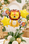 5'li Set Aslan Safari Temalı Folyo Balon Seti – Çocuk Doğum Günü Balonları