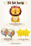 5'li Set Aslan Safari Temalı Folyo Balon Seti – Çocuk Doğum Günü Balonları