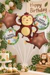 5'li Set Maymun Balonlu Safari Temalı Folyo Balon Seti