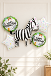 5'li Set Zebra Balonlu Safari Temalı Folyo Balon Seti