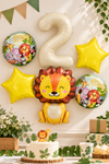 2 Yaş Aslan Folyo Balonlu Set Safari Tema Balon Seti Set39