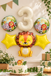3 Yaş Aslan Folyo Balonlu Set Safari Tema Balon Seti Set39 3 Yaş