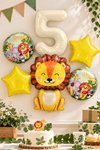 5 Yaş Aslan Folyo Balonlu Set Safari Tema Balon Seti Set39