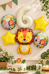 6 Yaş Aslan Folyo Balonlu Set Safari Tema Balon Seti Set39 -6 Yaş