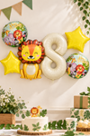 8 Yaş Aslan Folyo Balonlu Set Safari Tema Balon Seti Set39 - 8 Yaş