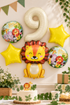 9 Yaş Aslan Folyo Balonlu Set Safari Tema Balon Seti Set39