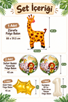 1 Yaş Zürafa Folyo Balonlu Set Safari Tema Balon Seti Set40 1 Yaş