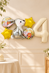 4 Yaş Gümüş Tavşan Folyo Balonlu 5li Set  ve Rakam Balon Safari Tema Balon Seti Set41