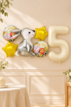 5 Yaş Gümüş Tavşan Folyo Balonlu 5li Set  ve Rakam Balon Safari Tema Balon Seti Set41