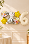 6 Yaş Gümüş Tavşan Folyo Balonlu 5li Set  ve Rakam Balon Safari Tema Balon Seti Set41 - 6 Yaş