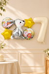 7 Yaş Gümüş Tavşan Folyo Balonlu 5li Set  ve Rakam Balon Safari Tema Balon Seti Set41