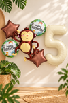 5 Yaş Maymun Folyo Balonlu Safari Tema Doğum Günü Balon Seti Set43
