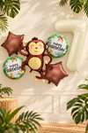 7 Yaş Maymun Folyo Balonlu Safari Tema Doğum Günü Balon Seti Set43